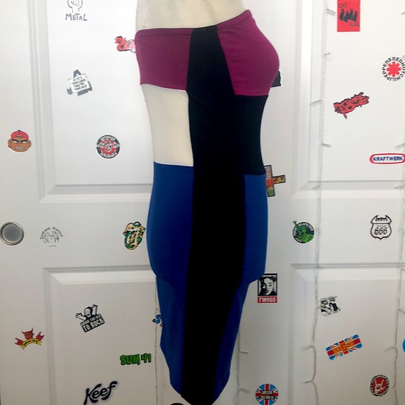 Motel Rocks color block strapless fitted mini party dress. NWOT! Sz S - Picture 6 of 8